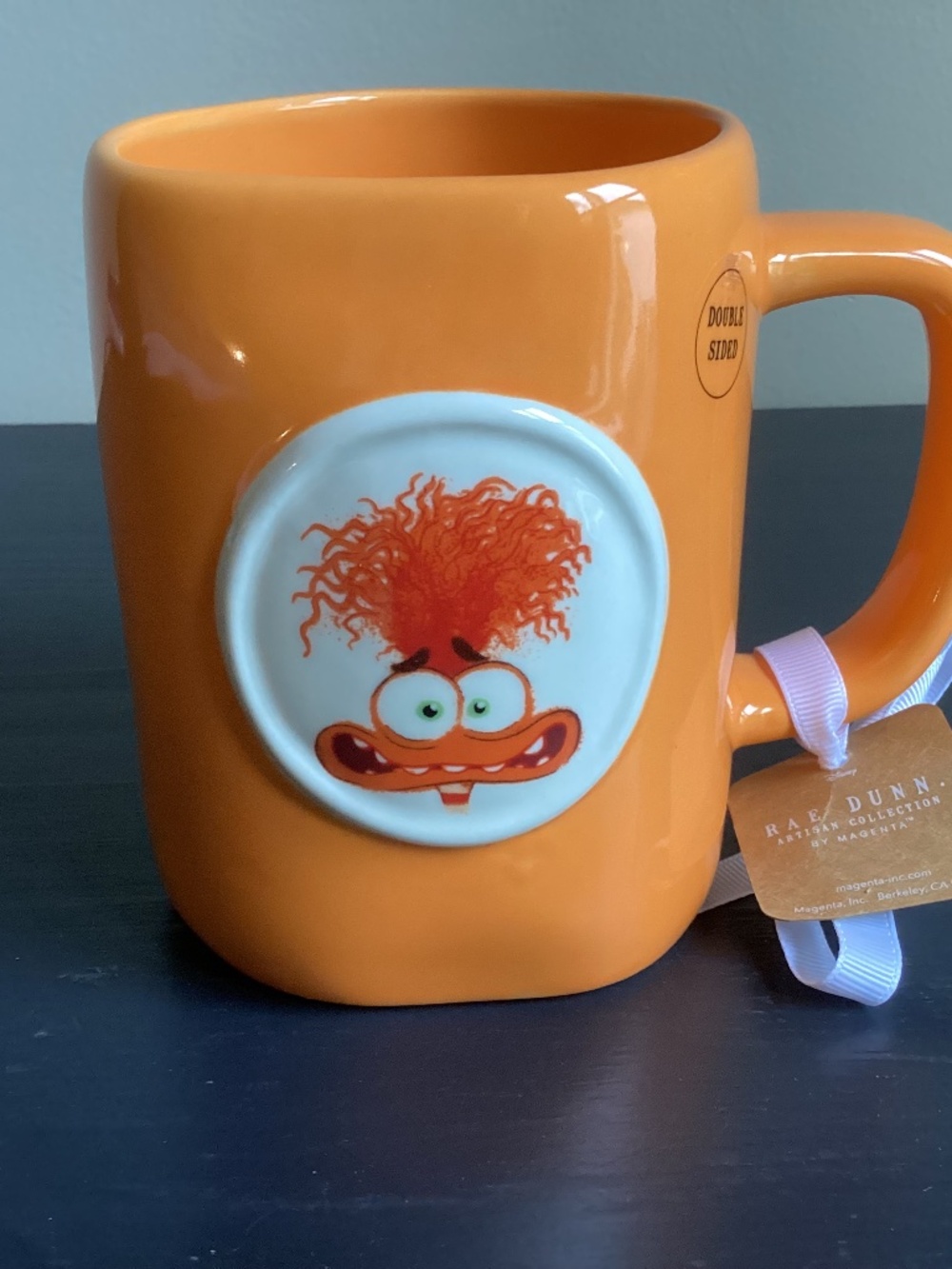 NWT Rae Dunn Disney Inside Out “Remeber to Breathe” 21oz Coffee Mugs Orange